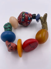 Load image into Gallery viewer, Chunky EV Candy Bracelet with Recycled Glass Beads, Lapis Lazuli, Assorted Resin Beads & Brass Beads