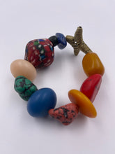 Load image into Gallery viewer, Chunky EV Candy Bracelet with Recycled Glass Beads, Lapis Lazuli, Assorted Resin Beads & Brass Beads