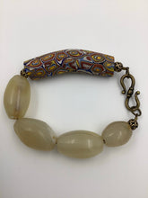 Load image into Gallery viewer, Antique White Agate & Venetian Millefiori Bead Bracelet