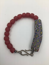 Load image into Gallery viewer, Venetian Beads, Millefiori, Recycled Glass Beads, Ghana Beads, Silver, Sterling Silver Bracelet