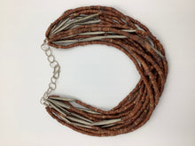 Load image into Gallery viewer, Bauxite Beads Necklace with Silver Tubular Tuareg Beads from Mali
