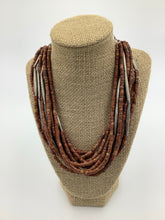 Load image into Gallery viewer, Bauxite Beads Necklace with Silver Tubular Tuareg Beads from Mali