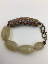 Load image into Gallery viewer, Antique White Agate & Venetian Millefiori Bead Bracelet