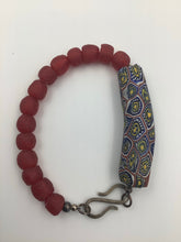 Load image into Gallery viewer, Venetian Beads, Millefiori, Recycled Glass Beads, Ghana Beads, Silver, Sterling Silver Bracelet