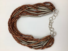 Load image into Gallery viewer, Bauxite Beads Necklace with Silver Tubular Tuareg Beads from Mali
