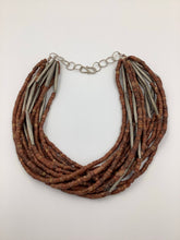 Load image into Gallery viewer, Bauxite Beads Necklace with Silver Tubular Tuareg Beads from Mali