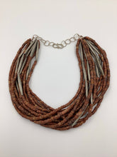 Load image into Gallery viewer, Bauxite Beads Necklace with Silver Tubular Tuareg Beads from Mali