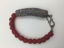 Load image into Gallery viewer, Venetian Beads, Millefiori, Recycled Glass Beads, Ghana Beads, Silver, Sterling Silver Bracelet