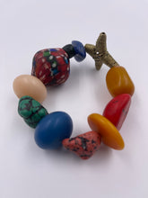 Load image into Gallery viewer, Chunky EV Candy Bracelet with Recycled Glass Beads, Lapis Lazuli, Assorted Resin Beads & Brass Beads