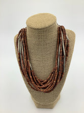 Load image into Gallery viewer, Bauxite Beads Necklace with Silver Tubular Tuareg Beads from Mali