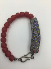 Load image into Gallery viewer, Venetian Beads, Millefiori, Recycled Glass Beads, Ghana Beads, Silver, Sterling Silver Bracelet