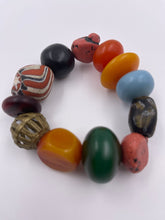 Load image into Gallery viewer, Chunky EV Candy Bracelet with Recycled Glass Beads, Brass Beads, Turquoise Howlite Beads & Resin beads