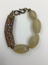 Load image into Gallery viewer, Antique White Agate & Venetian Millefiori Bead Bracelet