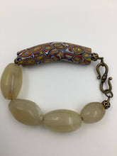 Load image into Gallery viewer, Antique White Agate & Venetian Millefiori Bead Bracelet