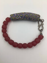 Load image into Gallery viewer, Venetian Beads, Millefiori, Recycled Glass Beads, Ghana Beads, Silver, Sterling Silver Bracelet