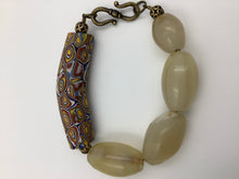 Load image into Gallery viewer, Antique White Agate & Venetian Millefiori Bead Bracelet