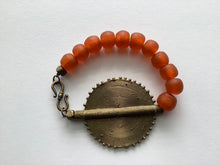 Load image into Gallery viewer, Ashanti Brass &amp; Recycled Glass Bead Bracelet.
