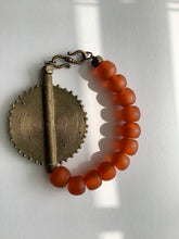 Load image into Gallery viewer, Ashanti Brass &amp; Recycled Glass Bead Bracelet.
