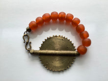 Load image into Gallery viewer, Ashanti Brass &amp; Recycled Glass Bead Bracelet.
