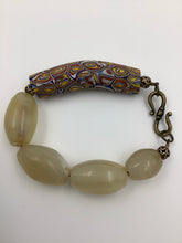 Load image into Gallery viewer, Antique White Agate &amp; Venetian Millefiori Bead Bracelet
