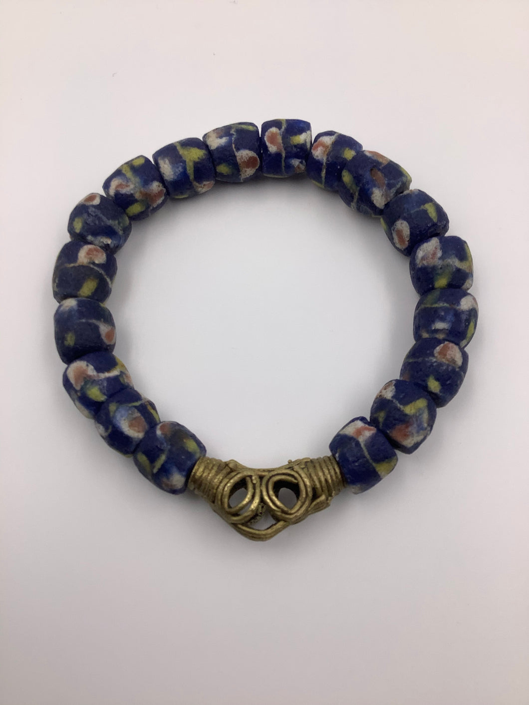 Vintage Krobo & Brass Beads Bracelet