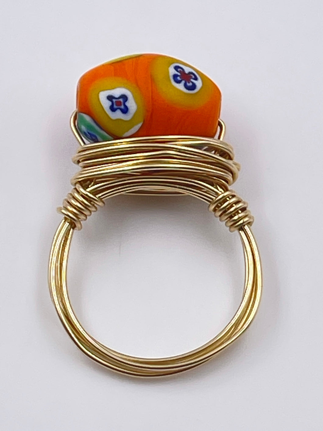 Orange Antique Millefiori Ring