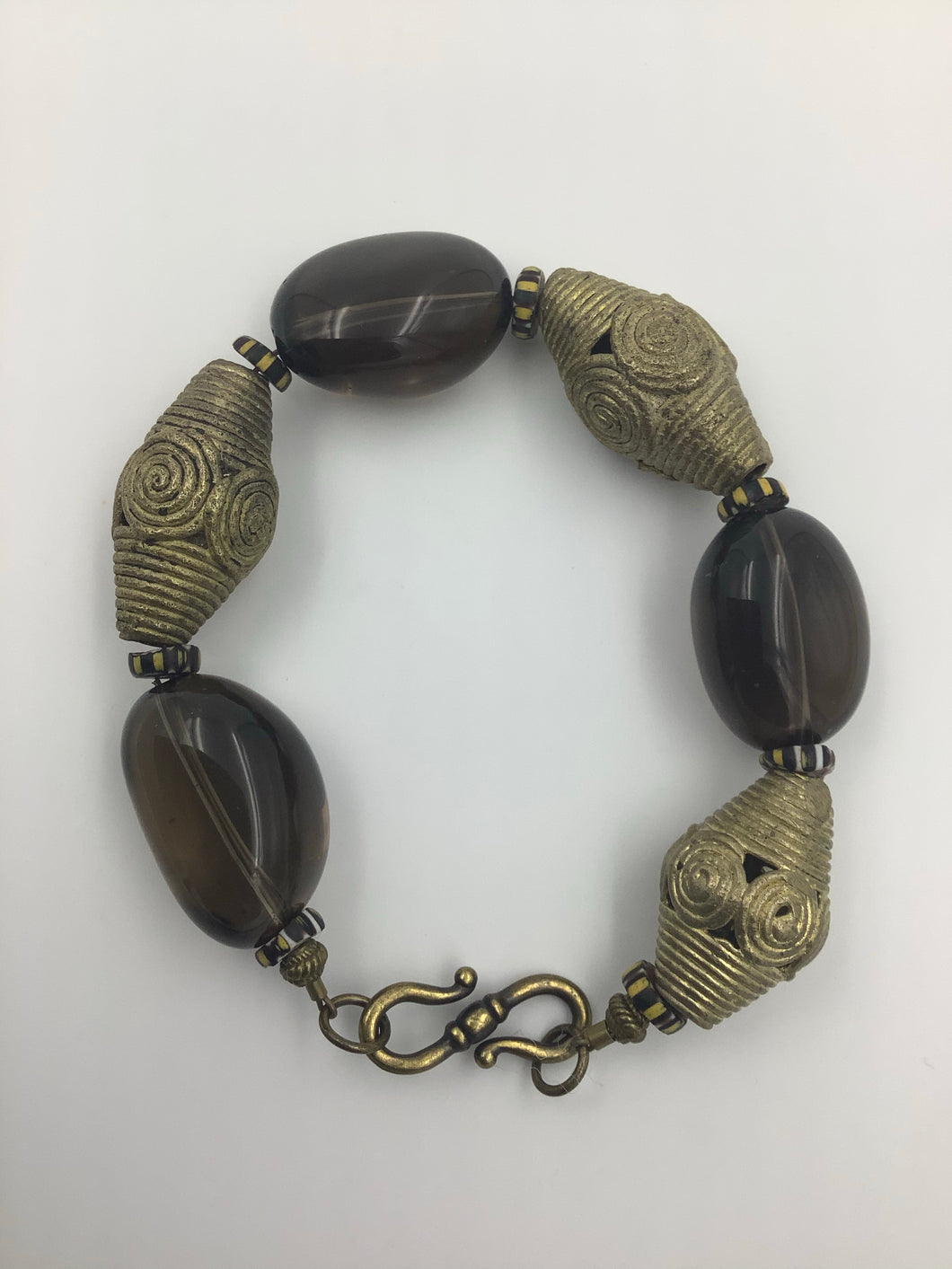 Smoky Quartz & Brass Bracelet