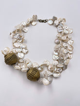 Load image into Gallery viewer, Pearl &amp; Brass Necklace
