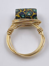 Load image into Gallery viewer, Green &amp; Black Antique Millefiori Venetian Ring
