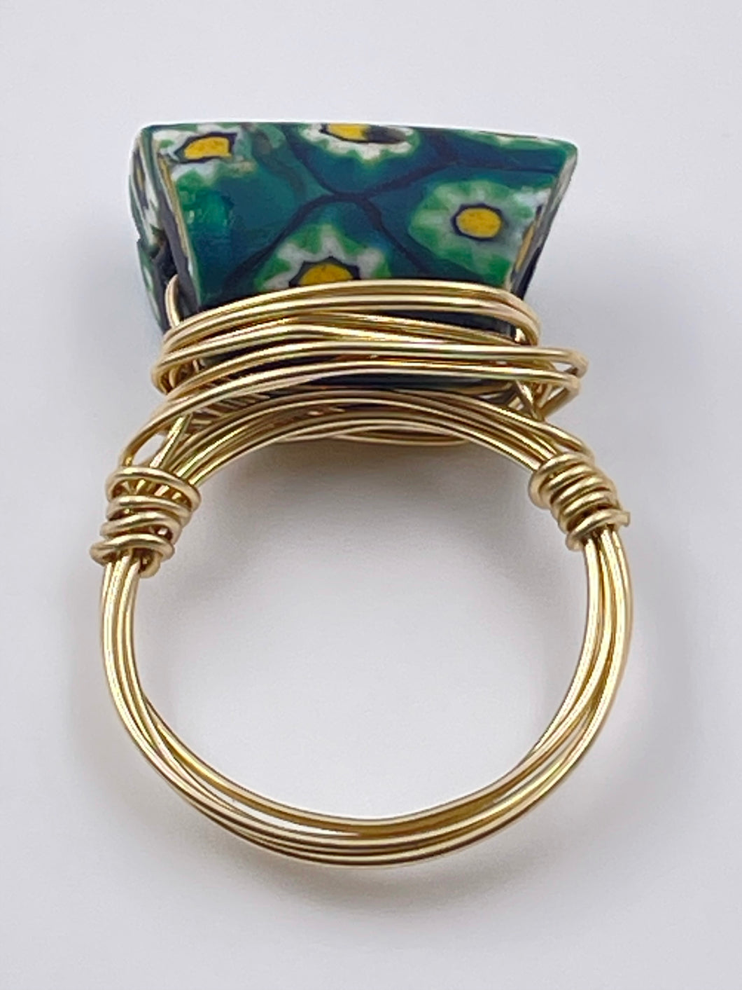 Antique Green & Yellow Venetian Ring