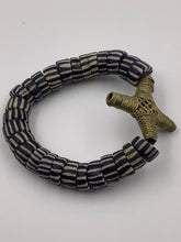 Load image into Gallery viewer, Brass with Vintage Black &amp; White Striped Bead Bracelet
