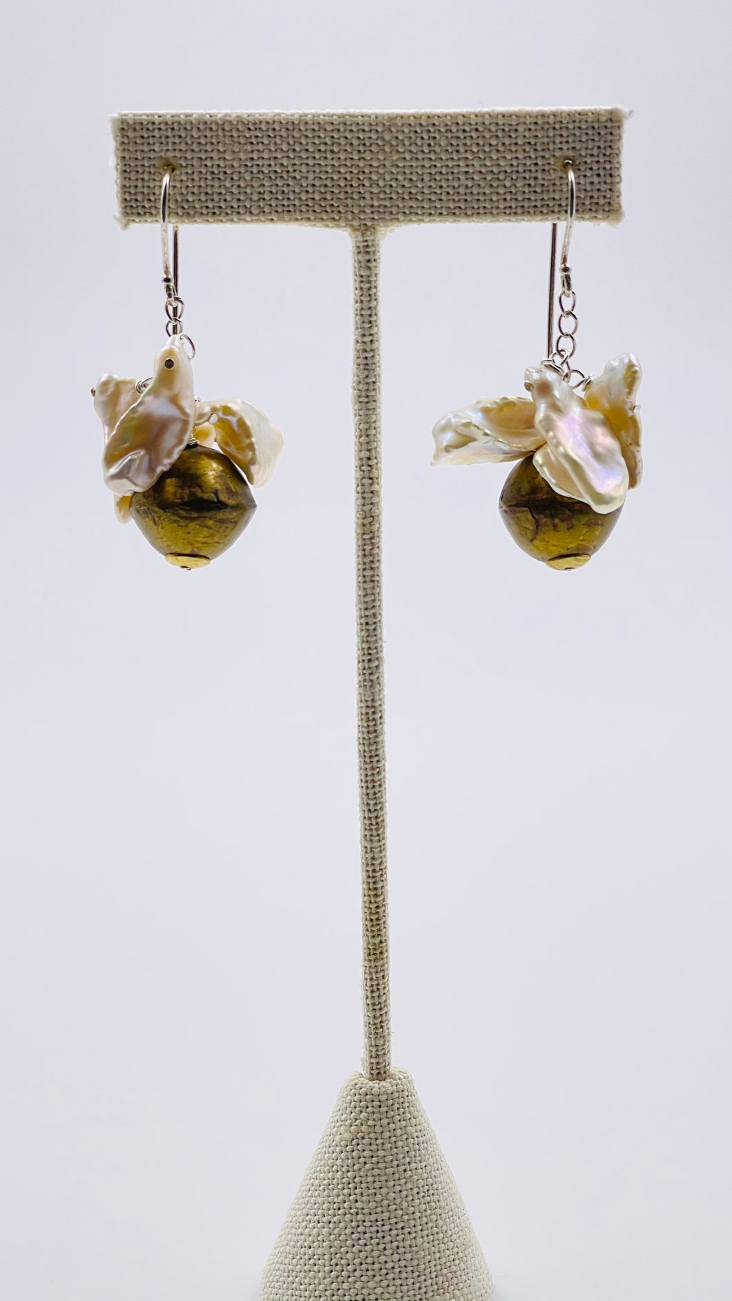 Pearl & Brass Earrings