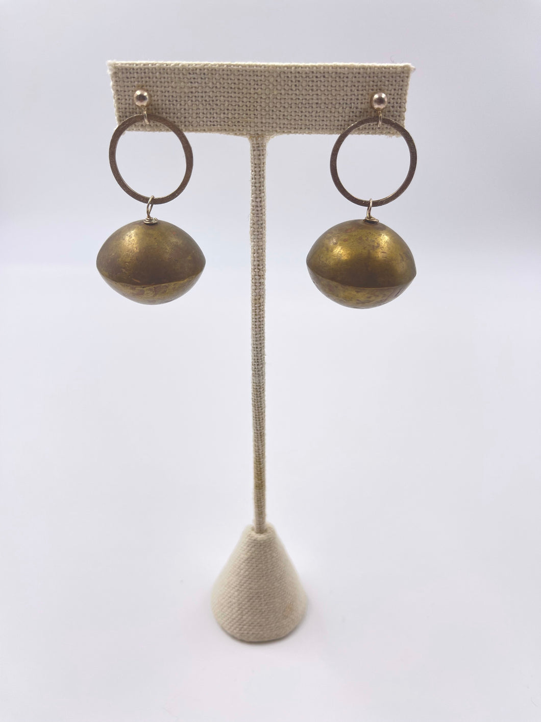 Tuareg Brass & Round Silver Earrings