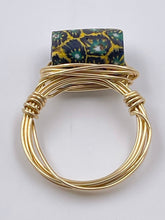 Load image into Gallery viewer, Green &amp; Black Antique Millefiori Venetian Ring
